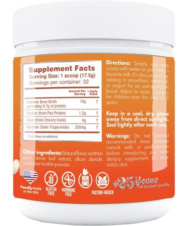 VAL Happy Kids Chicken Bone Broth Protein Powder - Natural Growth & Immune Support | 11g Protein 4g Inulin Non-GMO Gluten Free Sugar Free - 32 Servings Vanilla 1.2 lb - Buy Online on GoSupps.com