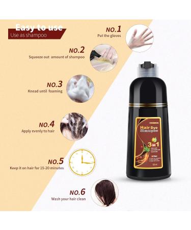 Buy KINGMING Dark Brown Hair Dye Shampoo - 3 in 1 Gray Coverage Natural Color for Men & Women (500ml) - Fast International Shipping - Buy Online on GoSupps.com