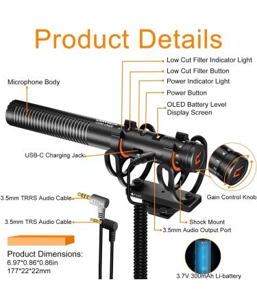 Comica CVM-VM20 Shotgun Microphone Kit - Professional Super Cardioid Video Mic for Smartphone/DSLR Cameras - Ideal for Interviews/Recordings - Buy Online on GoSupps.com