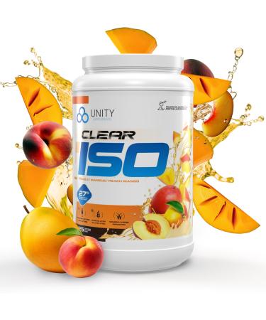 Unity Supplements CLEAR ISO Protein Powder - Grass-fed Whey Isolate Protein - Post Workout Recovery Drink Mix - Keto Friendly and Sugar-Free - 27g Protein per Serving - 900g 25 Servings (2 pounds Peach & Mango) Peach & Mango 2 pounds
