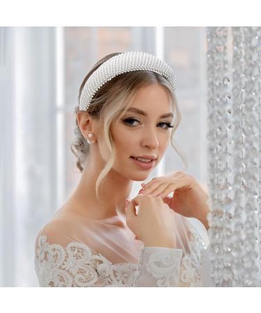 Yission White Pearl Rhinestone Headband for Women - Sparkly Beaded Hairband for Wedding and Special Occasions - Buy Online on GoSupps.com