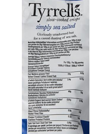 Tyrrells Lightly Sea Salted Crisps 150g (Pack of 4) - Premium Slow-Cooked Crisps for International Shipping - Buy Online on GoSupps.com