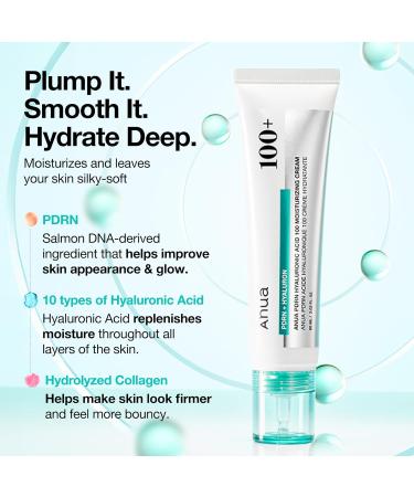 ANUA PDRN Hyaluronic Acid 100 Moisturizing Cream Lightweight Non-Greasy Hydrating Face Moisturizer with Salmon DNA for Glass Skin Korean Skincare (2.02 fl oz) - Buy Online on GoSupps.com