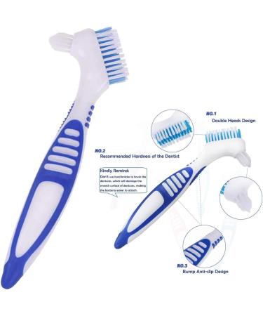 XLKJ 3-Piece Prosthesis Brush Set - Ergonomic Double-Bristled Toothbrush for Cleaning False Teeth - Buy Online on GoSupps.com