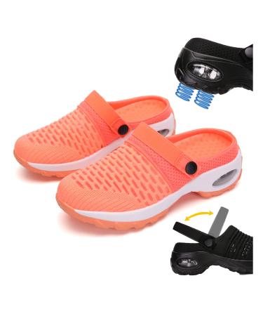 XIRUJNFD Air Cushion Orthopedic Slip on Shoes 2023 New Air Cushion Slip-on Walking Shoes Orthopedic Diabetic Walking Shoes for Women Wide Width Arch Support Orthopedic Stretch Sandals Slippers Orange 6.5