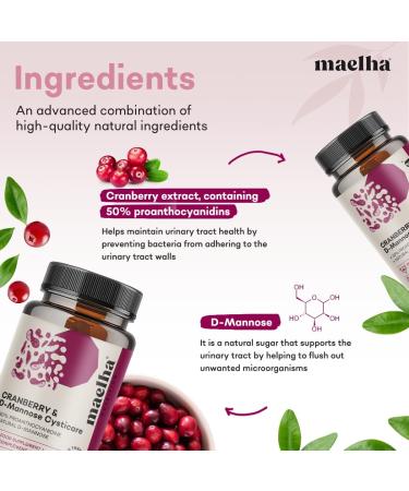 Dietary supplement Cranberry and D-Mannose 670 mg 60 vegetable capsules 40 g 100% Vegan - Buy Online on GoSupps.com