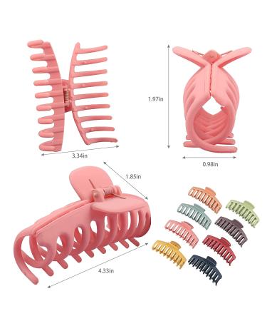 Beauty.H.C 8 Big Hair Clips - Fashion Banana Styling Claw Clip - Large Nonslip Matte Barrettes for Women - Butterfly Hairclips - Christmas Gift - Pastel Red - Buy Online on GoSupps.com