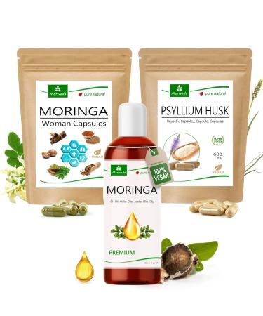 MoriVeda MoriVeda Women's Power Product Package for Women Psyllium Husk Capsules Moringa Woman Capsules Moringa Premium Oil rich in vitamins minerals and antioxidants