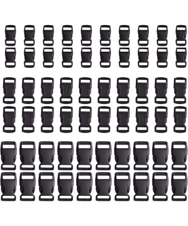 JIAKAI 60 pcs -5/8, 1/2, and 3/8 inch Black Plastic Contoured Side Release Buckles For Paracord Bracelets(20 Each) - Buy Online on GoSupps.com