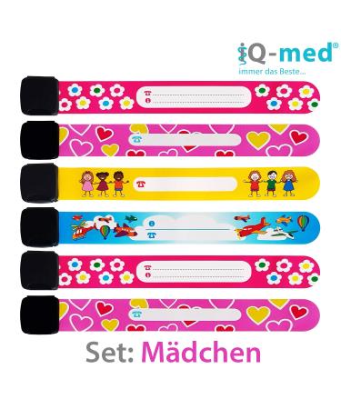 Emergency Bracelet for Children by iQ-med | Waterproof Writeable & Reusable | Set of 6 for Girls - Ideal for Safety & Fun - Buy Online on GoSupps.com