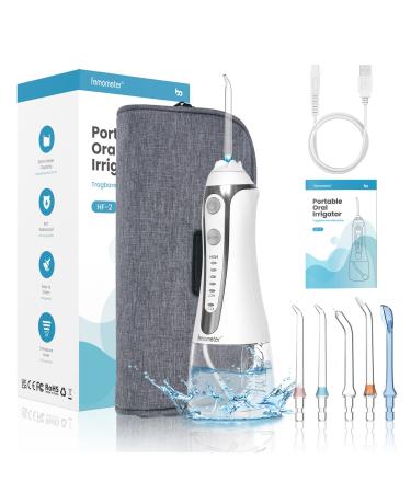 Femometer Oral Irrigator Water Flosser with 5 Modes and 5 Nozzles 300ML Water Tank with Gravity Ball Design IPX7 Waterproof Tooth Cleaner for Home Travel