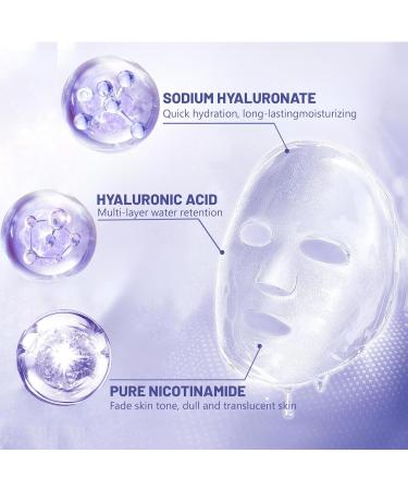 Niacinamide Sheet Mask Niacinamide & Hyaluronic Acid Face Mask Set Hydrating Face Mask Evens Skin Tone Face Masks Skincare Face Masks Beauty For Dehydrated Dull and Tired Skin 5PC - Buy Online on GoSupps.com