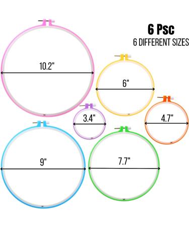 Mr. Pen Embroidery Hoops Set - 6 Pcs, Assorted Sizes & Colors - Plastic Cross Stitch Hoops and Sewing Rings - Buy Online on GoSupps.com