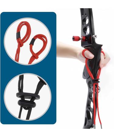 Ecsing 2-Pack Adjustable Archery Finger Loops | Recurve Bow Accessories | Red & Black Replacement Rope - Buy Online on GoSupps.com