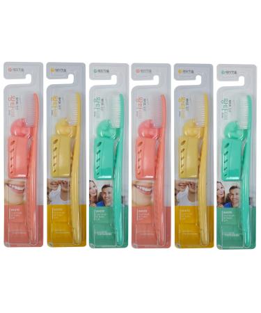 Samjung Wangta Soft Toothbrush 6 Pack (Pastel White) Best Manual Toothbrush for Maximum Efficient Cleaning and Sensitive Gums and Teeth
