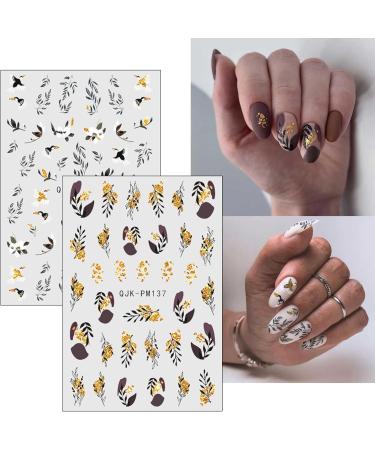 JMEOWIO 10 Sheets Glitter Spring Flower Nail Art Stickers Decals Self-Adhesive Colorful Summer Floral Nail Supplies Nail Art Design Decoration Accessories - Buy Online on GoSupps.com