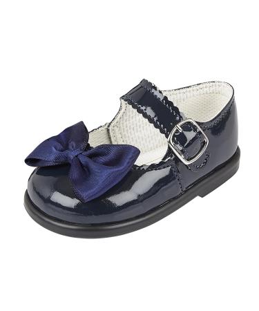 Early Days Baypods Toddler Shoes with Hard Sole Baby Girls First Walking Shoes with Anti-Slip Sole First Walkers Made in England 3 UK Child Navy Patent