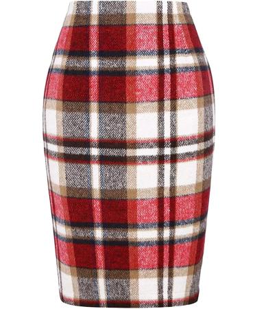 Folding Rock Elegant Boho Short Skater Skirt for Women Elastic Waist Winter Midi Skirt in Red | International Shipping Available - Buy Online on GoSupps.com