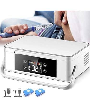 Insulin Cooler Travel Case 2 8 Diabetic Insulin Vial Carrying Case Portable Medicine Refrigerator with Refrigeration Space: 220 * 150 * 70mm for Car/Travel/Home- Multiple Charging Modes 2*b 2*battery