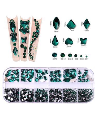 YOKE FELLOW Nail Art Rhinestones - Multi-Shaped Glass Crystals for DIY Makeup and Crafts (Blue/Green/Red) - Buy Online on GoSupps.com