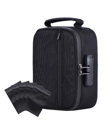 Waterproof Smell Proof Bag (8.3x6x3.5 Inch) Smell Proof Case with Lock Odor Proof Bag Suitable for Herbs Spices Medicine Grinder Coffee Tea Enclosed with 5 Resealable Bags