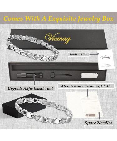 Vicmag Titanstahl Magnet Hardship Bands for Women - Ultra-Strong Magnets Elegant Design Gift Box & Tool - Silver Set of 2 - Buy Online on GoSupps.com