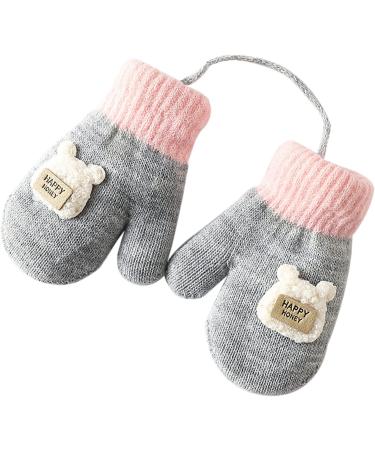 Cute Fox Knitting Toddler Gloves | Winter Thermal Plush Lining | 1-3 Yrs | Cartoon/Grey - Buy Online on GoSupps.com