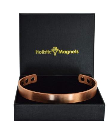 Pure Copper Magnetic Bracelet Men Women Copper Bangle Cuff Holistic Magnetic Band with 6 Strong Neodymium Magnets Unisex Adjustable-CSL (L: Wrist 19.5-22cm/7.7-8.6")