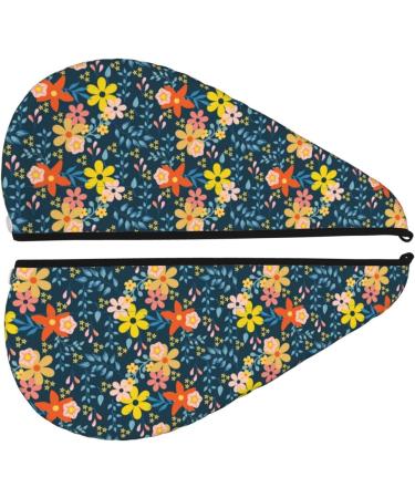 Blue Floral Microfiber Hair Towel - Super Absorbent Coral Velvet Wrap for Long Curly & Thick Hair - Buy Online on GoSupps.com