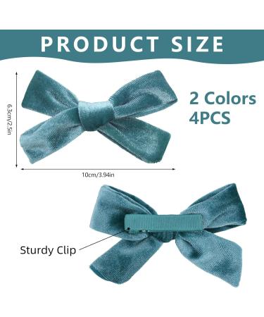 Bekecidi 4 Piece Velvet Bow Hair Clips Bowknot Hairpin In Pairs Bow Hair Barrettes Hair Styling Decoration Accessories for Girls and Women (Blue+Pink) - Buy Online on GoSupps.com
