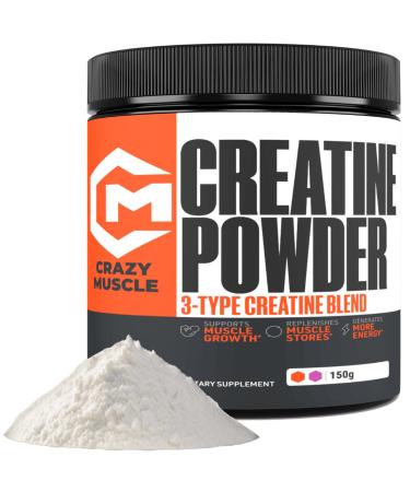 Crazy Muscle Creatine Monohydrate Powder 5000mg Premium 3X ThreeAtine Pre Workout Mass Gainer High Absorption Easy to Take Powder Optimum Performance for Men & Women 30 Servings