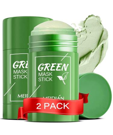 PECKIA Green Tea Mask Stick for Face(2PCS)  Blackhead Remover with Green Tea Extract  Purifying  Deep Pore Cleansing  Moisturizing  Brightening for All Skin Types Men and Women