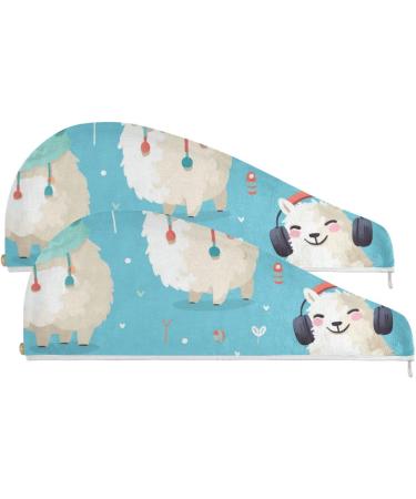 Buy Alpaca Listen Music Hair Towel 2 Pack | Super Absorbent Quick Dry Hair Turbans for Women & Girls | Perfect for Fast Drying - Buy Online on GoSupps.com