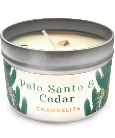Chandelita fragrance candle with Palo Santo and cedar - Aroma candle - with essential oils natural - with pieces with soy wax for cleaning and meditation - chakra candle - aromatherapy candle