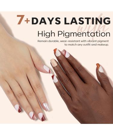 Modelones Fall Nail Polish Set - 6 Quick Dry Colors in Brown Nude & Silver Glitter | Winter Collection for DIY Nail Art & Gifts - Buy Online on GoSupps.com