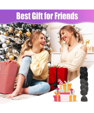 Aomig Braids Extensions - 24 Strands Synthetic Hair in Black Dark & Gray for Box Braids - Shop Internationally - Buy Online on GoSupps.com