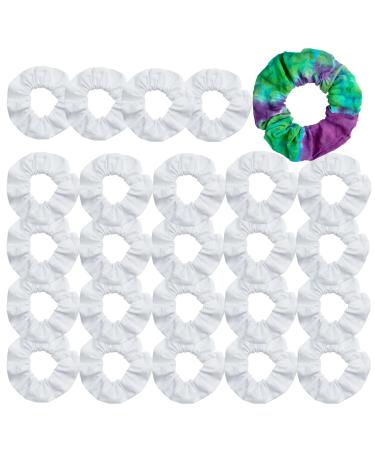 25 Pack White Scrunchies for Tie Dye Kit Party Supplies White Cotton Hair Elastic Ponytail Holder Hair Scrunchies for Women