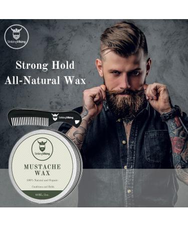 Striking Viking Mustache Wax and Comb Kit - 2 Oz - Strong Hold Natural Beeswax for Men - Vanilla Scent - Tame, Style, and Condition Facial Hair - Buy Online on GoSupps.com