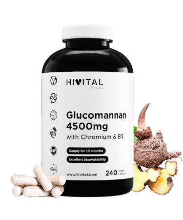 Glucomannane 4500 mg. 240 g lules v g taliennes pour 1 5 mois de traitement. Glucomannane issu de la fibre v g tale de la racine de Konjac avec du Chrome et Vitamine B3. Fabriqu en Europe par HIVITAL