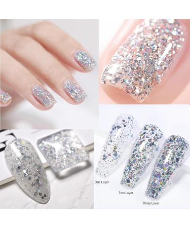 Glitter Nail Polish - Silver Glitter Nail Varnish - Quick Dry Nail Varnish - Silver Diamond Sparkle Long Lasting Nail Polish - No Need Baking for DIY Nail Art Manicure at Home silver giltter - Buy Online on GoSupps.com