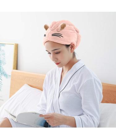 ZHUSHUGG Turban Towel - Super Absorbent Microfiber Fast-Drying Cat Motif Headscarf for Long Hair - Pink - Buy Online on GoSupps.com