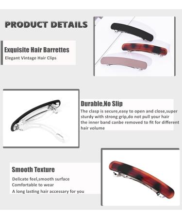Buy 3 Pieces Vintage French Hair Clips for Women - Medium Automatic Clips for Thin Fine Hair - Multi Color Set - Buy Online on GoSupps.com