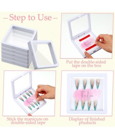 Meekoo 30 Pcs Press on Nail Packaging Box with 90 Pcs Adhesive Tape - White Acrylic Display Storage for Nail Salon - Buy Online on GoSupps.com