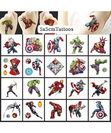 60PC Superhero Temporary Tattoos for Kids - Party Favors, Fake Stickers, Birthday Supplies - Buy Online on GoSupps.com