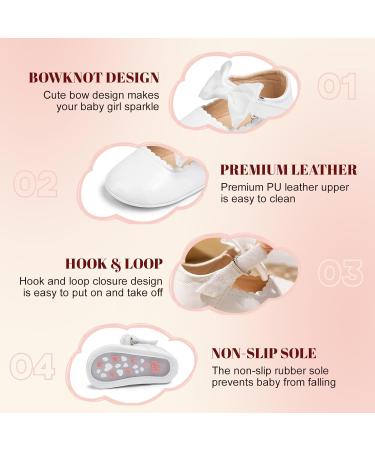 CENCIRILY Baby Girl Mary Jane Shoes | Anti-Slip Soft Sole Flats for 0-18 Months | White Princess Wedding Dress Shoes - Buy Online on GoSupps.com
