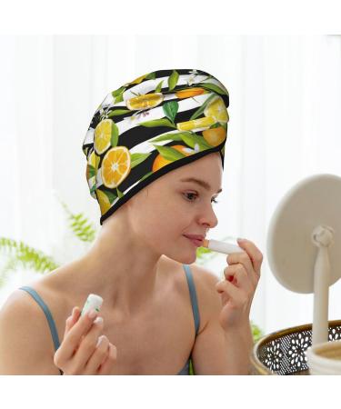 Super Absorbent Microfiber Hair Towel Wrap for Women - Orange & Lemon Coral Velvet Quick Dry Cap for Long Curly Thick Hair - Buy Online on GoSupps.com