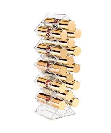 Tasybox Lipstick Organizer, Clear Acrylic Lipstick Holder 16 Spaces Lipgloss Organizers and Storage Case Display Stand 16 Slot, 3.07 x 2.4 x 8.97 Inch