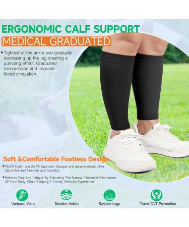 Buy MGANG Plus Size 5XL Calf Compression Sleeves - 20-30mmHg Compression Socks for Pain Relief Swelling & Varicose Veins (2 Pairs) - Unisex Ideal for Travel & Maternity - Black - Buy Online on GoSupps.com