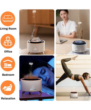 Flames Aroma Diffuser & Bluetooth Speaker | 350ml Humidifier with 2 Spray Patterns 7 LED Colors & Natural Sounds | Perfect for Bedroom & Kids - Buy Online on GoSupps.com