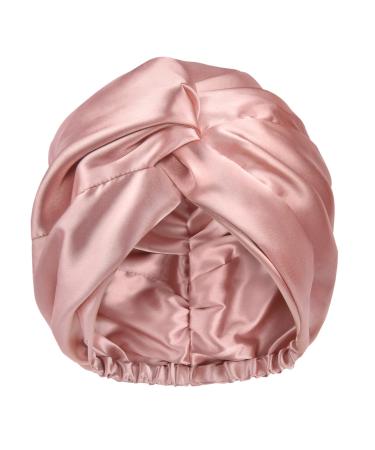YANIBEST Satin Bonnet Silk Bonnet Sleep Cap for Women Hair Care Adjustable Knotted Turban Hat for Curly Natural Hair Medium Blush Pink